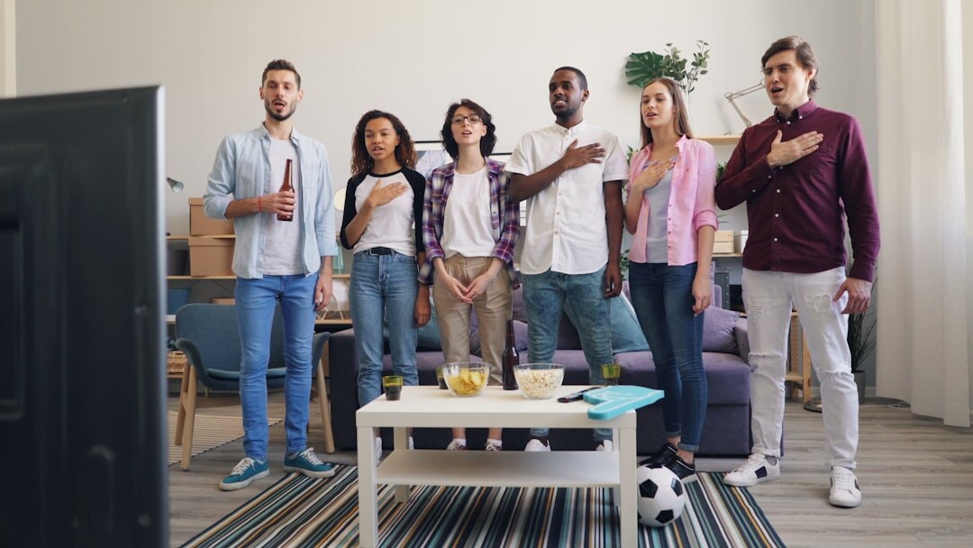 group of friends watching tv